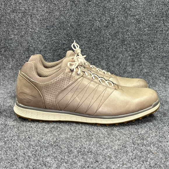 Skechers Go Golf Elite 2 Spikeless Golf Shoes Mens Size 11.5 Tan Leather Sneaker - Picture 1 of 11